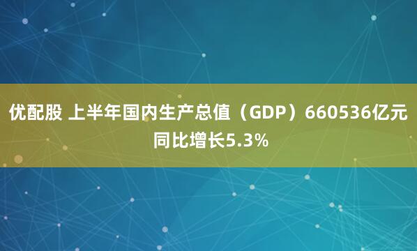 优配股 上半年国内生产总值（GDP）660536亿元 同比增长5.3%